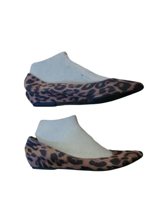 Merona Leopard Print Flats Pointed Toe Womens Shoes Size 7.5 Brown & Black - Picture 2 of 5